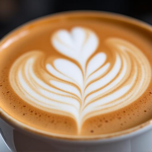 A close-up of a perfectly poured rosetta in a latte.